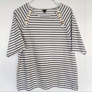 Ann Taylor Stripe Top Boat Neck Nautical Top